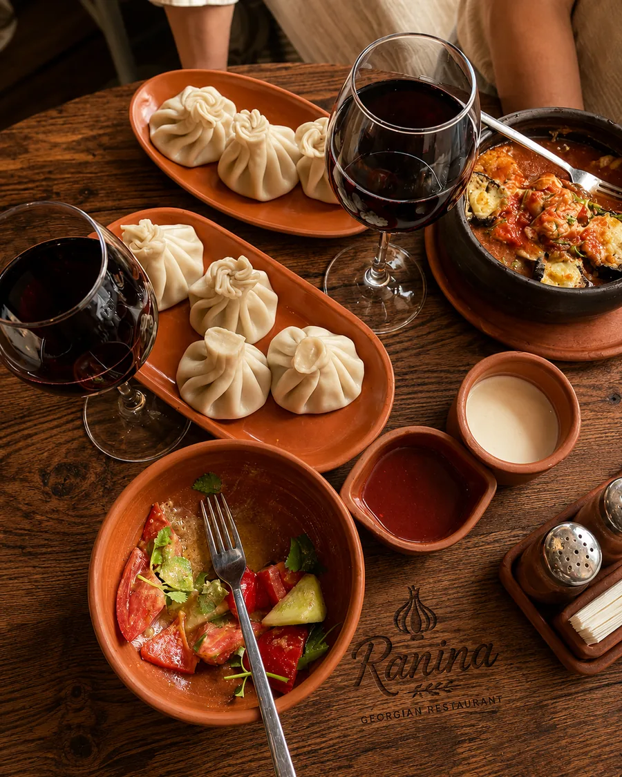 Khinkali and Georgian wine at Ranina